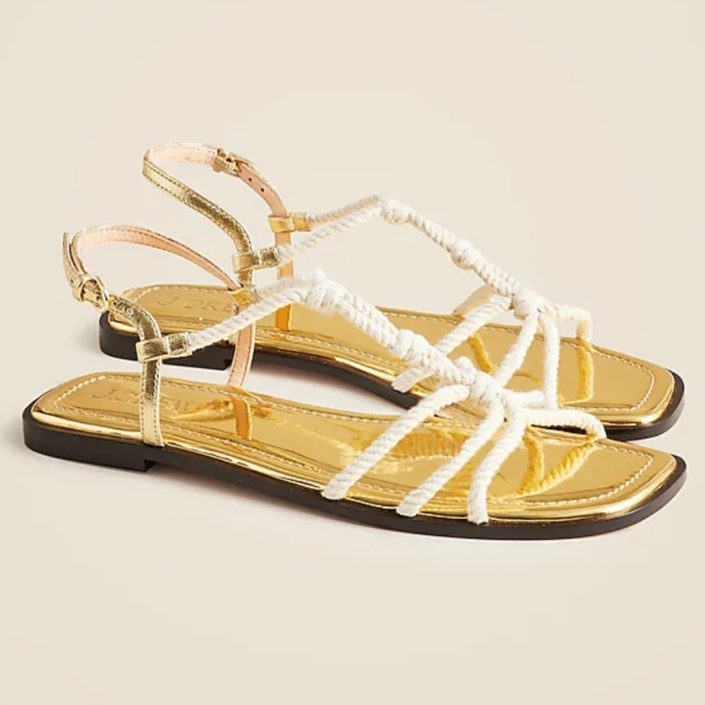 NWT J. Crew Knotted rope sandals in metallic